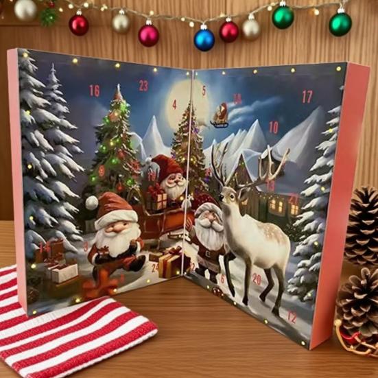 Christmas Gnome Advent Calendar 2025 with 24 Windows Countdown To Christmas Holiday Decor for Kids Family Festive Paper Calendar for Daily Surprises