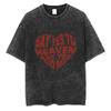 Tricou supradimensionat cu spălare acidă, cu mânecă scurtă, prezentând o grafică cu sloganul „Say Yes To Heaven” de Lana Del Rey și o inimă
