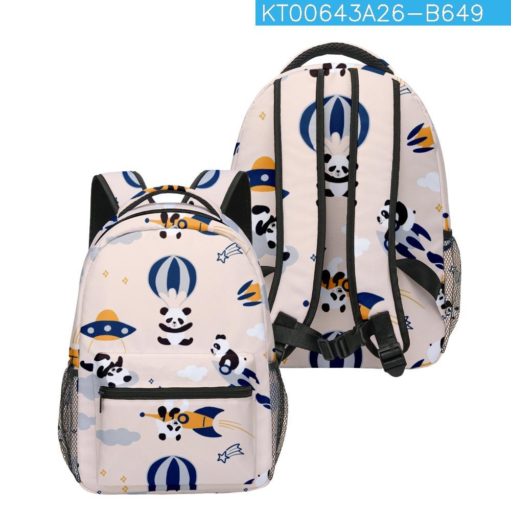 

Hip Hop Kpop Youthful School Bags Unisex Cute Panda Travel Bags 3D Print Oxford Waterproof Notebook Shoulder Backpacks бежевый
