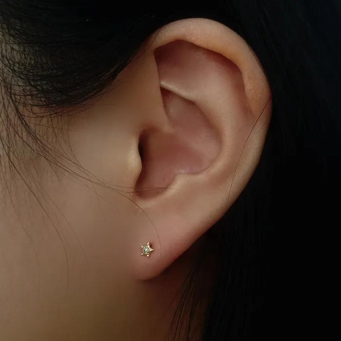 14K Elysium Star Cubic Earrings Yellow