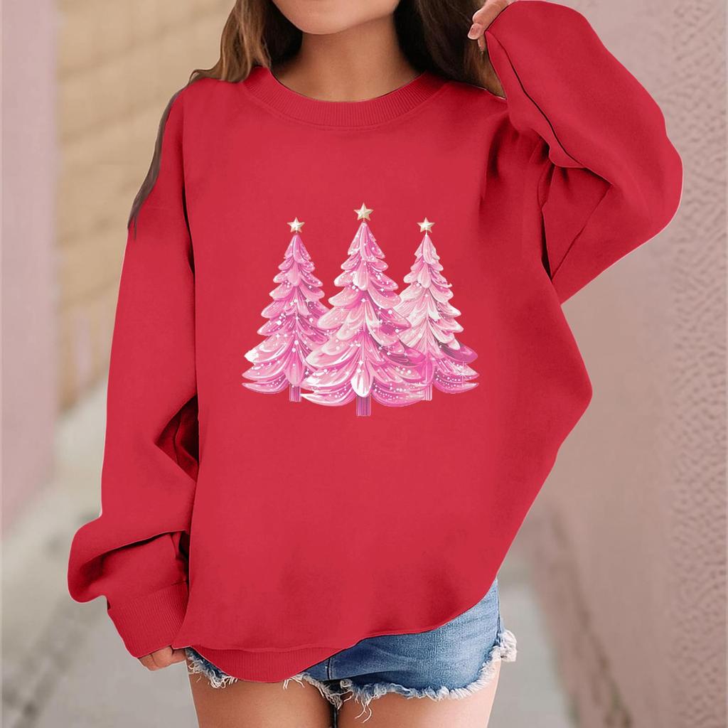 Children's Fashionable Casual Long-sleeved Loose Christmas Print Pullover Sweatshirt