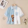 ZANZEA Women Casual Turn Down Collar Loose Short Sleeve Print Blouse