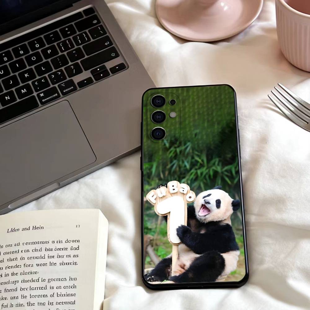 Fubao Panda Handyhülle für Samsung S25,24,23,22,30,21,10,9,Ultra,Plus,Lite,FE,4,5 G Weiche Schwarze Hülle
