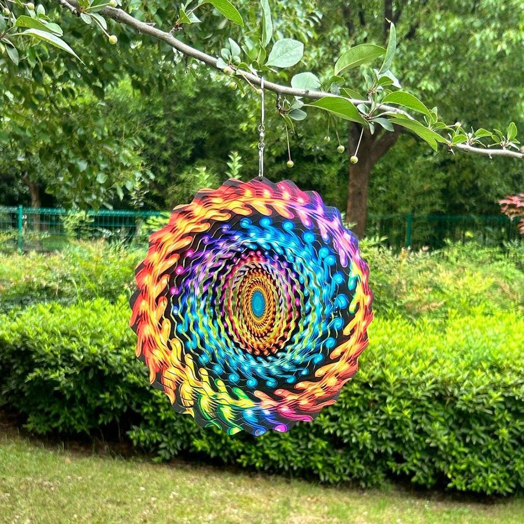 Metalowy Wiatrak - Wzór Mandala i Złe Oko, Idealny Prezent dla Kobiet, Mamy, Babci, Żony - Idealny do Dekoracji Zewnętrznej i Wewnętrznej, Święto Dziękczynienia, Boże Narodzenie