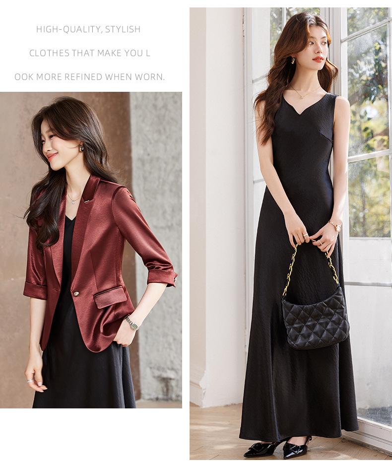 Women's Petite Acetate Satin Blazer & Dress Set - Spring 2026 Collection