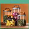 Coffee Sealed Glass Bean Jar With Wooden Lid Transparent Tea Grains Candy Jars Food Storage Containers Kitchen Storage Bottles