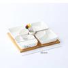 Multi Grid Ceramic Fruit Platter Wooden Tray Snacks Dessert Plates Home Tableware Dried Nut Candy Kitchen Accessories