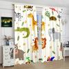 Set Of 2 Cute Animal Print Curtain Cartoon Design Window Drapes Nursery Decor Curtains Blackout Made Polyester