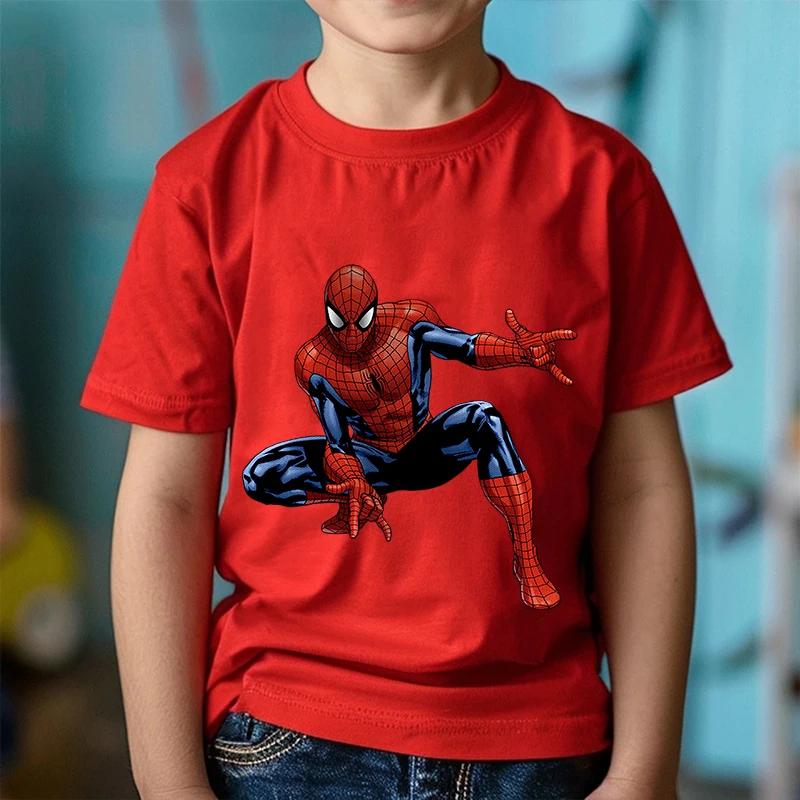 Tendencias de Moda Estampado de Dibujos Animados Anime Spider-Man Ropa para Niños y Niñas Camiseta en Verano Ropa Infantil Manga Corta