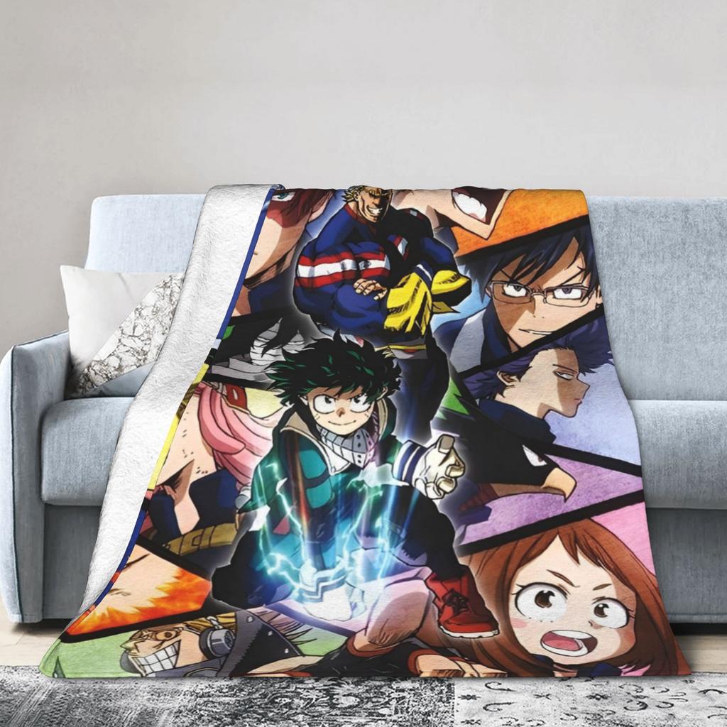 Izuku Midoriya Coral Fleece Plush Throw Blanket Academy Anime Manga Blanket for Home Bedroom Warm Bed Rug