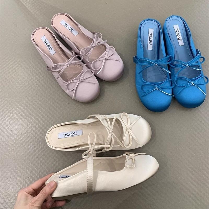 Inside-heeled Flat-toe Sandals with Round Toe - Women's Slip-on Shoes