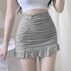 Koreanische Dünne Rüschen Röcke Hohe Taille Sexy Plissee Hüfte Schlank Mini Rock