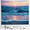 Ocean Tapestry Wall Hanging, Sea Beach Wave Sun Cloud Landscape Scenery Nature Wall Art [Double-Folded Hems] Bohemian Home Decor