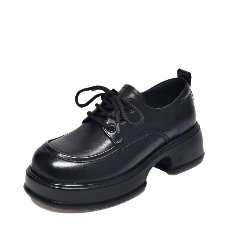 British Style Platform Lace-up Small Leather Shoes Soft Sole Comfortable Commuting Single Shoes Women's Shoes 2025 Spring and Autumn New Loafers