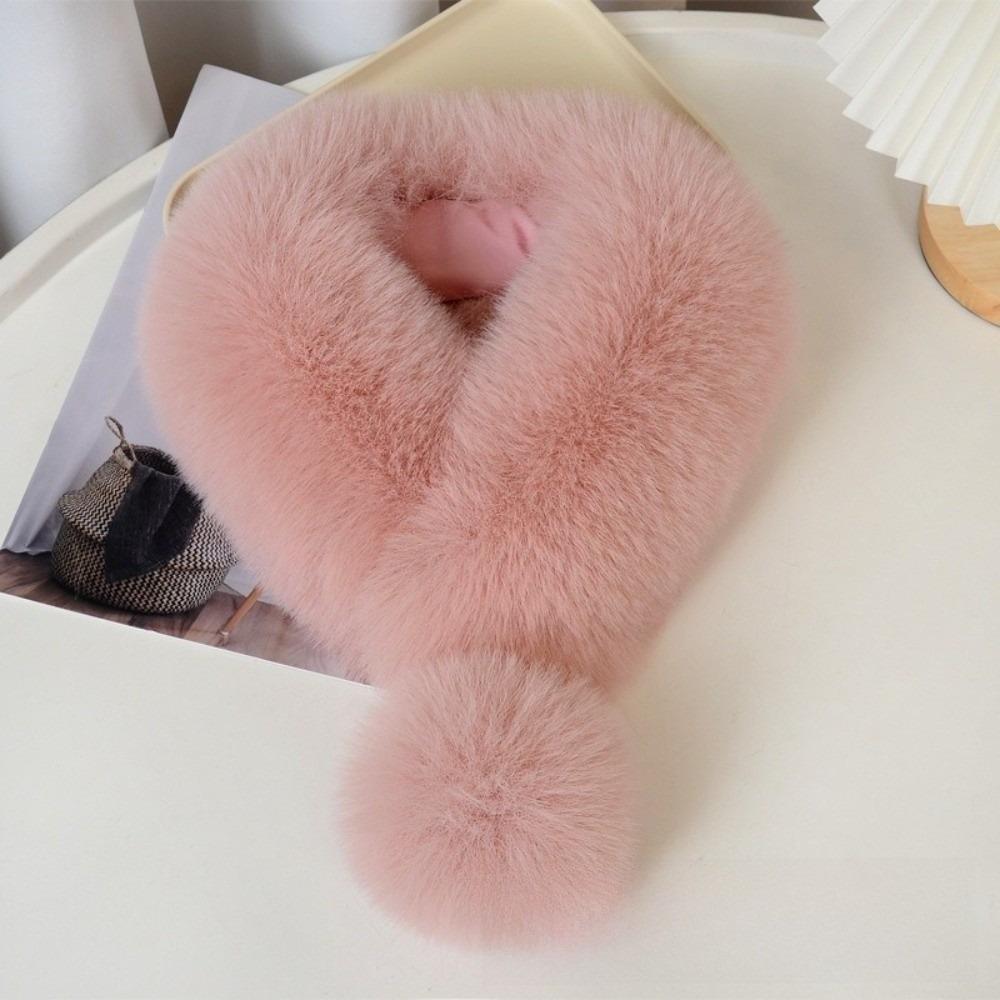 Magnetic Plush Scarf Thickened Warm Neckerchief Soft Cross Neck Warmer  Outdoor розовый
