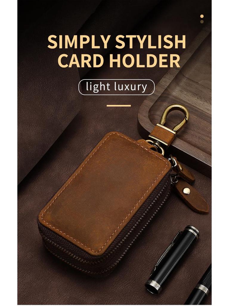 General Motors Multifunctional Leather Car Key Case with Dual Zippers