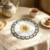 Washable Polyester Pot Mats Flower Shaped Placemat with Embroidered Sunflower Pattern, Pastoral Style for Dining Table, Retro Lace Coasters