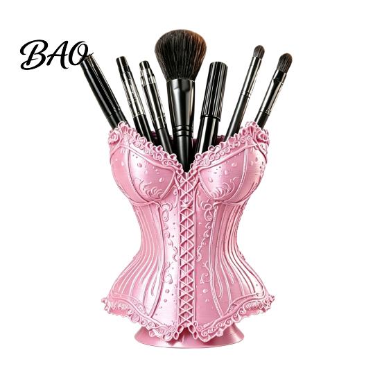 Decorative Storage Bin Gothic Corset Pen Holder, 3D Printed Vintage Dark Makeup Brush Aesthetic Decor Desk Organizer for Office Vanity, Halloween