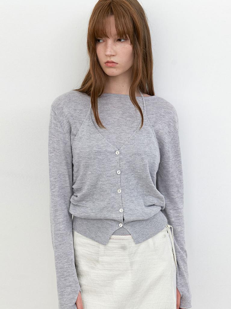 ATELIER NAIN Halter Vest Layerd Boat Neck Knit (T-7189)