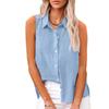 2025 European and American summer popular lapel cotton and linen buttons, sleeveless shirts women's clothing, shirts