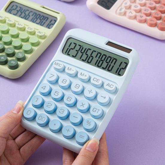 Mechanical Switch Calculator 12 Digits Large LCD Display Desktop Calculator Ergonomic Design Calculators for Teachers Students Office Home School