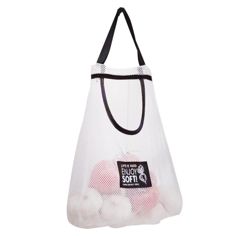 Wandmontierte multifunktionale Netztasche für Handtaschen, Obst und Gemüse - Knoblauch-, Ingwer- und Zwiebellagerung