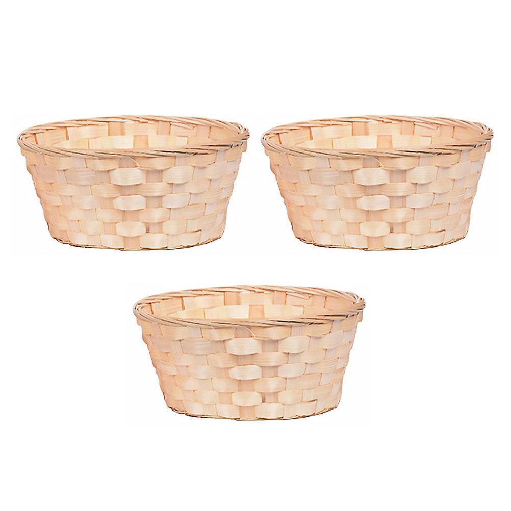 3Pcs Premium Bamboo Storage Baskets Handcrafted Woven Fruit Baskets Multi Purpose Storage Holder for Home Restaurant Ktv Room
