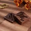 Walnut Wood Badge Storage Gift Box, Squsre, with Magnetic, Coffee, 6x6x3.1cm