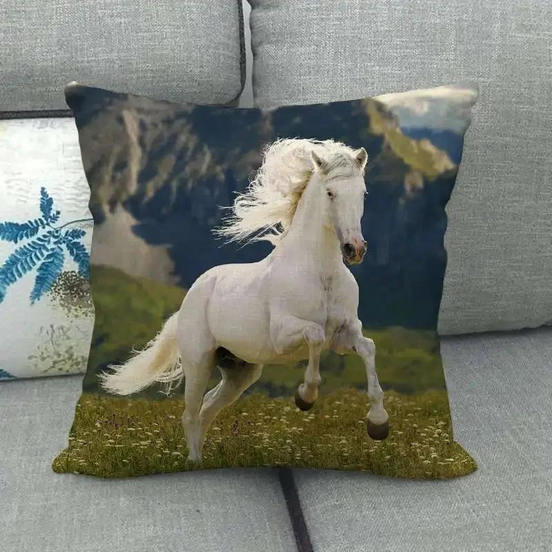 Horse Print Cushion Covers Home Decoration Animal Pillow Cases  Sofa Seat Chair Throw Pillows Linen Pillowslip Car Accessories