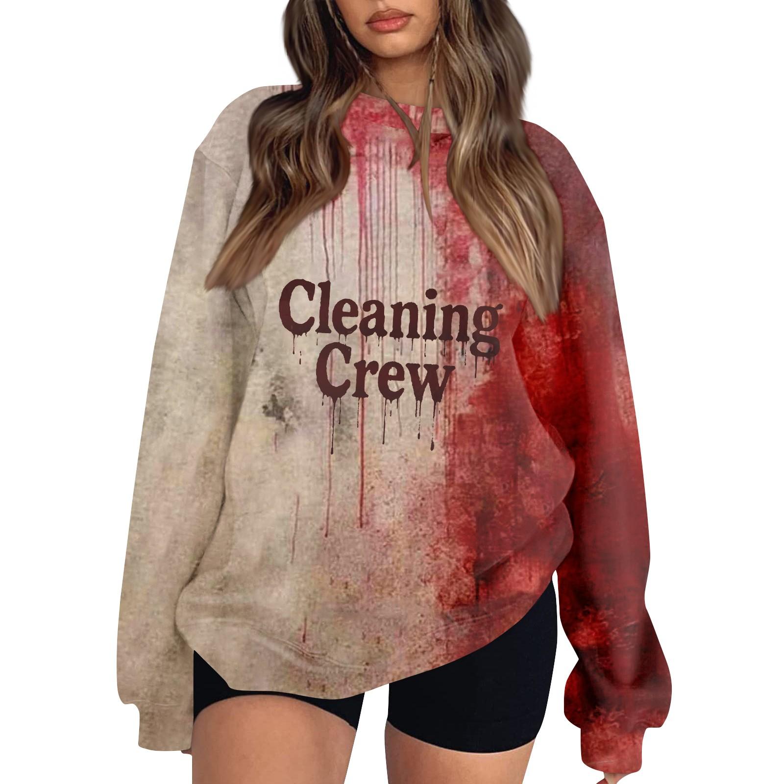 

Женский модный повседневный свитшот с длинным рукавом и принтом на Хэллоуин L красный