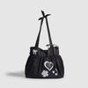 Tote Bag, Cute Bow, Heart, Retro Note, Single-shoulder Bag, Large Capacity for Travel Casually
