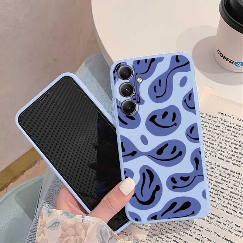 

Мягкий силиконовый чехол с рисунком лица для Samsung A55 M35 S24 Xiaomi Redmi Note 13 Pro 13C iPhone Huawei Honor Realme Camera Защитный противоударный чехол Samsung Galaxy M35 5G синий