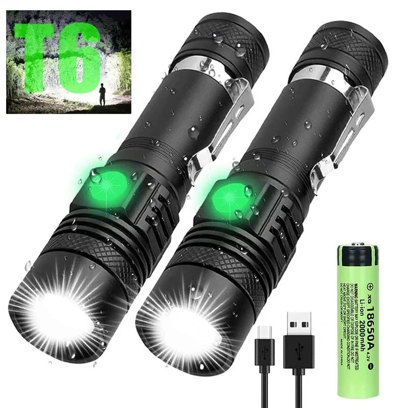 Aluminum Alloy Portable Torch Powerful LED Flashlight USB ReChargeable Outdoor Tactical Zoom Camping Waterproof Flash Light