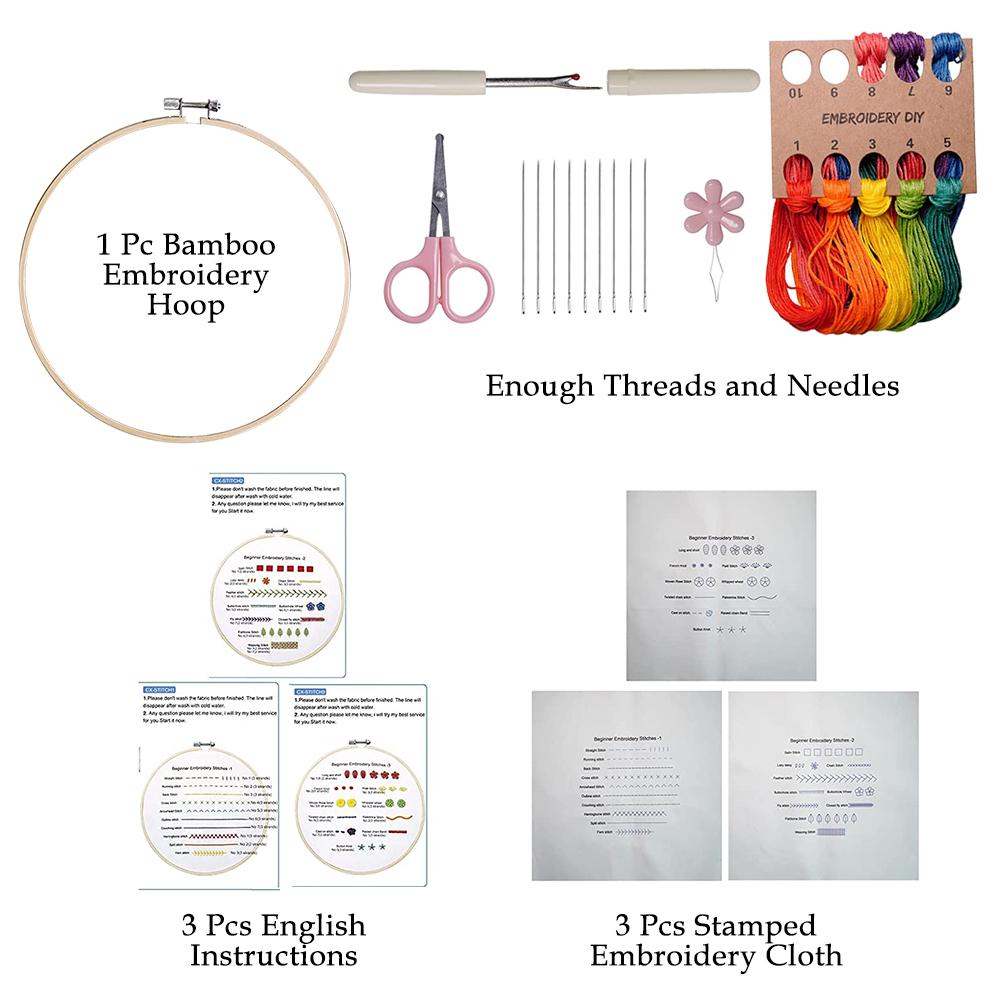 

Набор для вышивания для начинающих. Ручная вышивка с вышивальной тканью для начинающих любителей рукоделия.