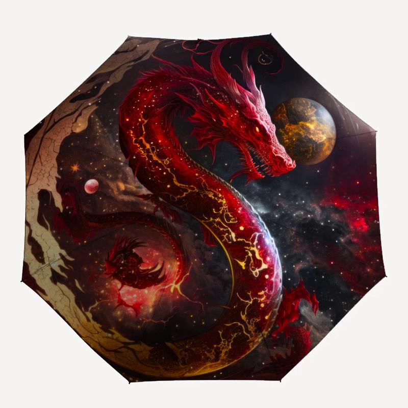 Galactic Dragon Yin-Yang Wall Clock: Cosmic Design for Your SpaceUmbrella, Portable 3-Fold Compact Umbrella for Men & Women Gift