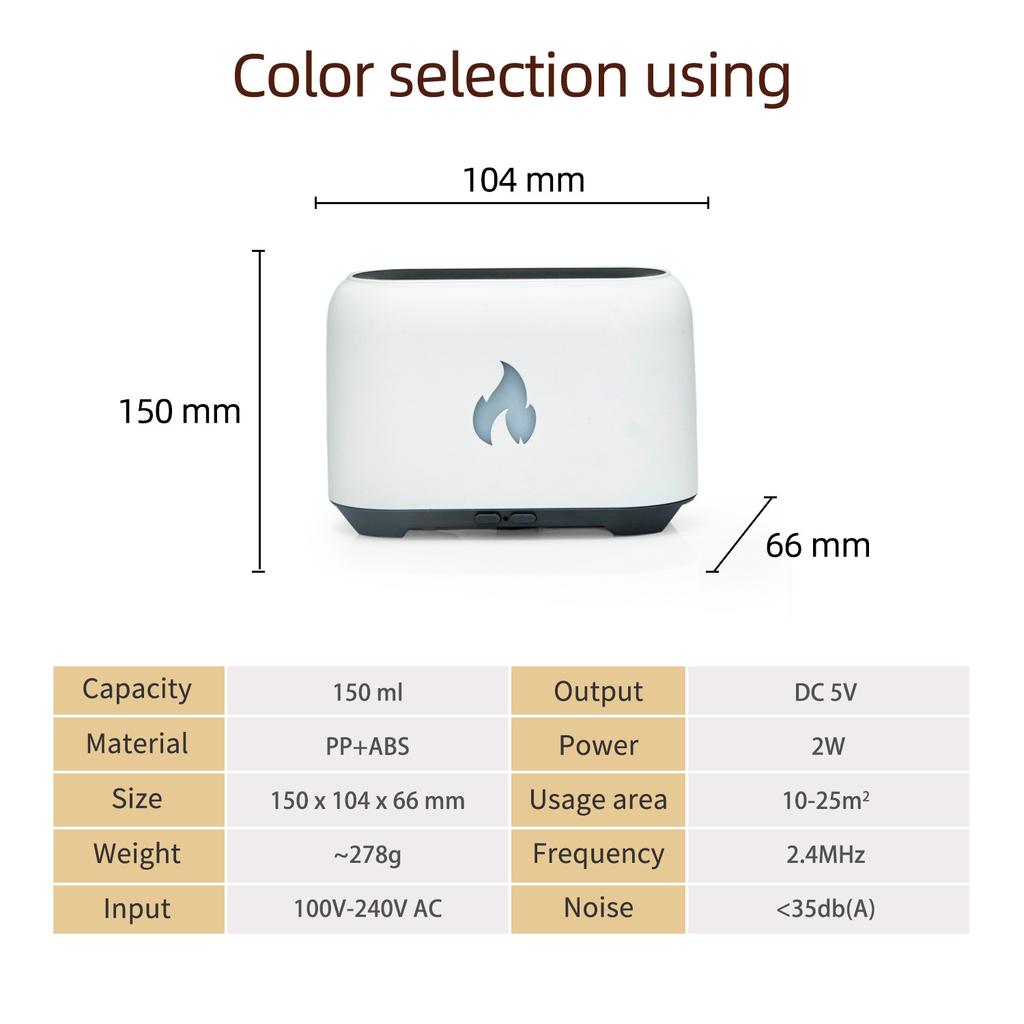 7 Colorful Simulation Flame Diffuser USB Plug-in Fragrance Office Home Flame Humidification Ultrasonic air Diffuser