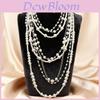 European Style Multilayer Pearl Necklace And Earring Set With Geometric Pendant For Women