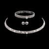 3Pcs/set Fashion Crystal Bridal Jewelry For Women Charm Silver Color Rhinestone Necklace Earrings Bracelet Wedding Party Jewelry