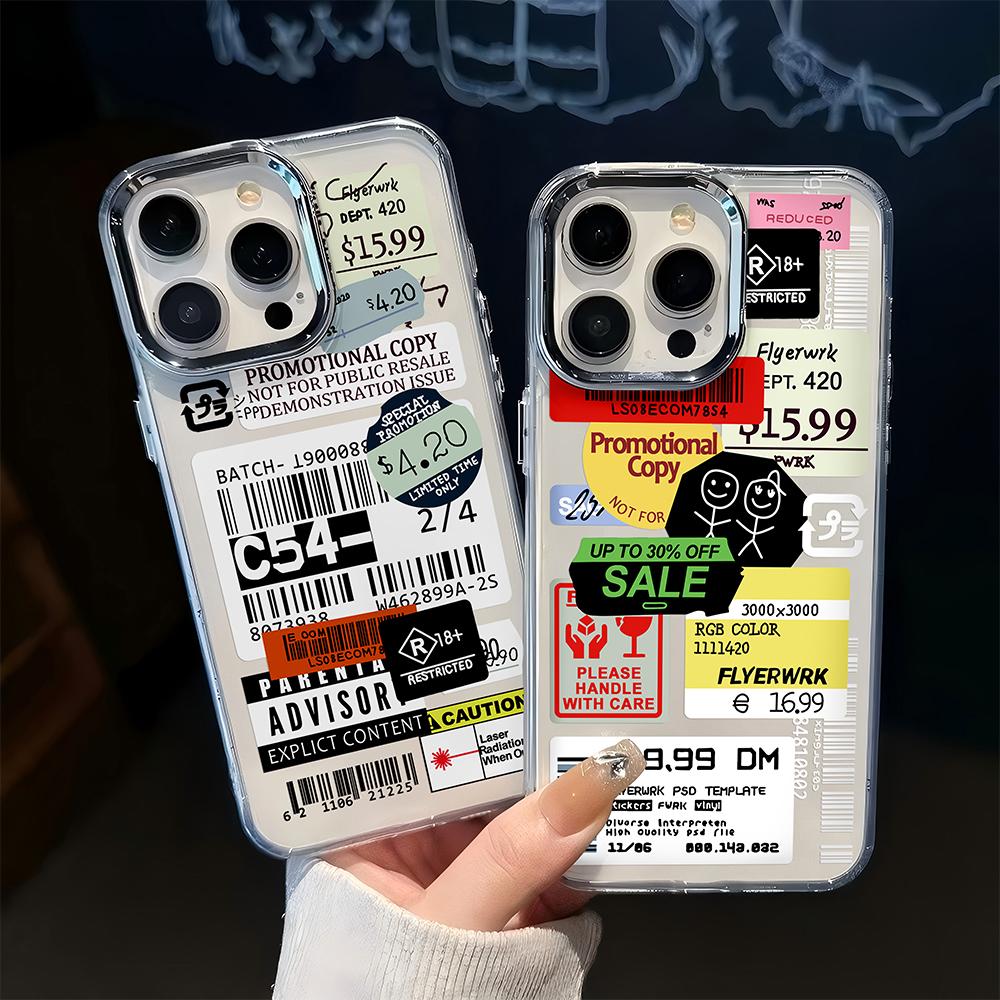 Luxury Stamp Label Barcode Phone Case for Xiaomi Redmi A3 A5 10C 12 13 13C 14C Note10 12 13 14 Pro Plus 4G 5G Transparent Cover
