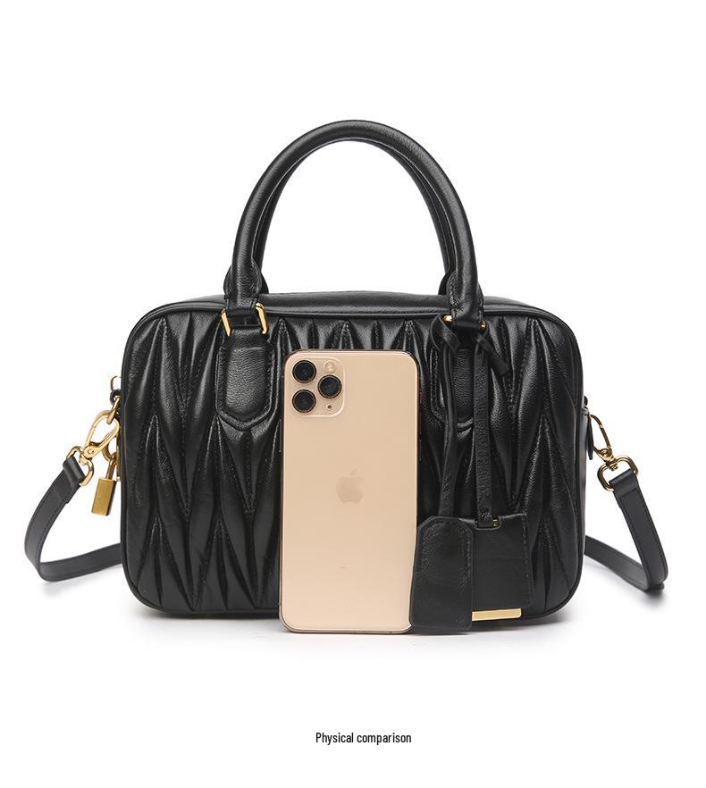 Hochwertige Damen-Lammleder Bowling Schulter-/Crossbody-Tasche