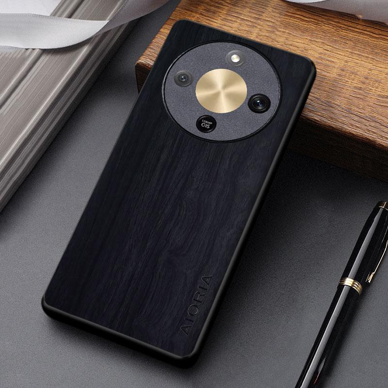 Dla Honor Magic 8 7 6 5 Lite Pro Etui capa funda nowe modne wzór drewna skórzane PU okładka dla magic8 lite etui coque