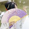 High Gloss Fan Bone Chinese Style Silk Folding with Tassels Elegant Craftsmanship Exquisite Strong And Flexible Bamboo Perfect Party Ornaments Erqing