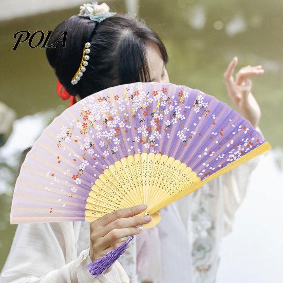 High Gloss Fan Bone Chinese Style Silk Folding with Tassels Elegant Craftsmanship Exquisite Strong And Flexible Bamboo Perfect Party Ornaments Erqing
