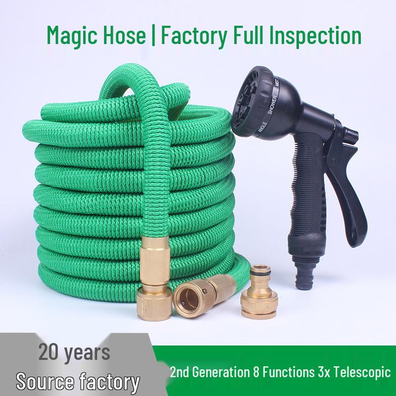 

Cross-Border Eight-Function Latex Stretch Garden Hose with Universal Copper Joint and Sprinkler 25FT Orange