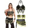 Indian Dance Costume Set With Swinging Fringe And Shimmering Waist Chain For Belly Dance Shows