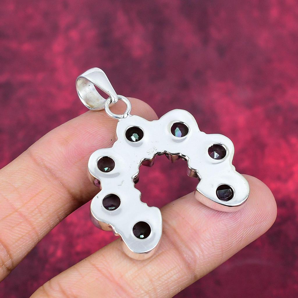 Mystischer Topas 925 Sterling Silber Anhänger, handgefertigter Edelstein Schmuck Anhänger, für den Gedenktag