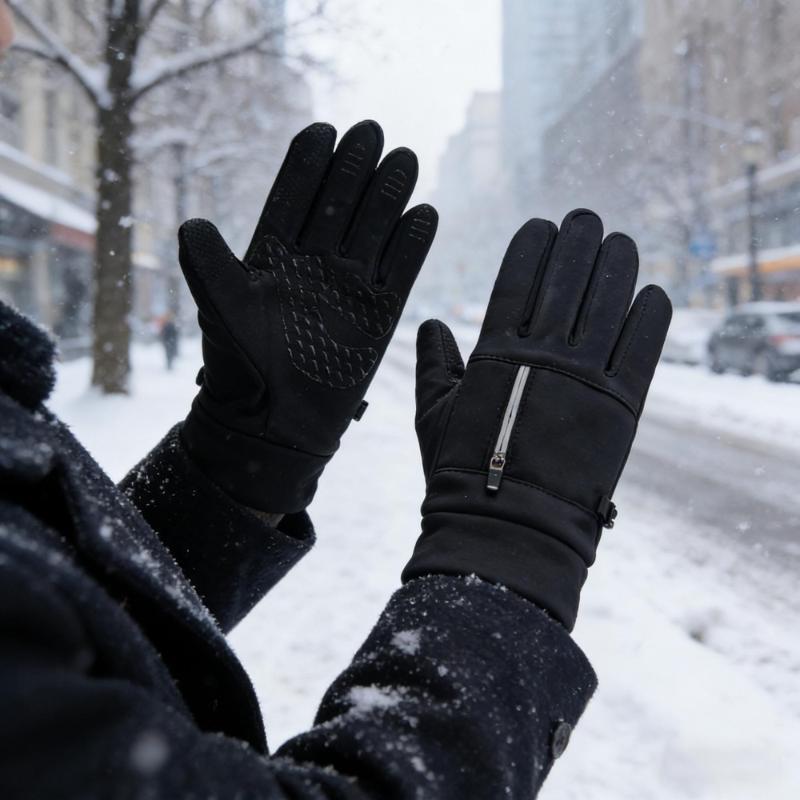 Vinterhandsker til cykling med touchscreen, termiske handsker til motorcykel, ski, udendørs, med lynlåslomme, vandafvisende, skridsikre, unisex, kørehandsker