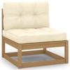 VidaXL Garden Middle Sofa with Cushions Patio Middle Sofa Terrace Furniture Outdoor Garden Sofa Cream 805723