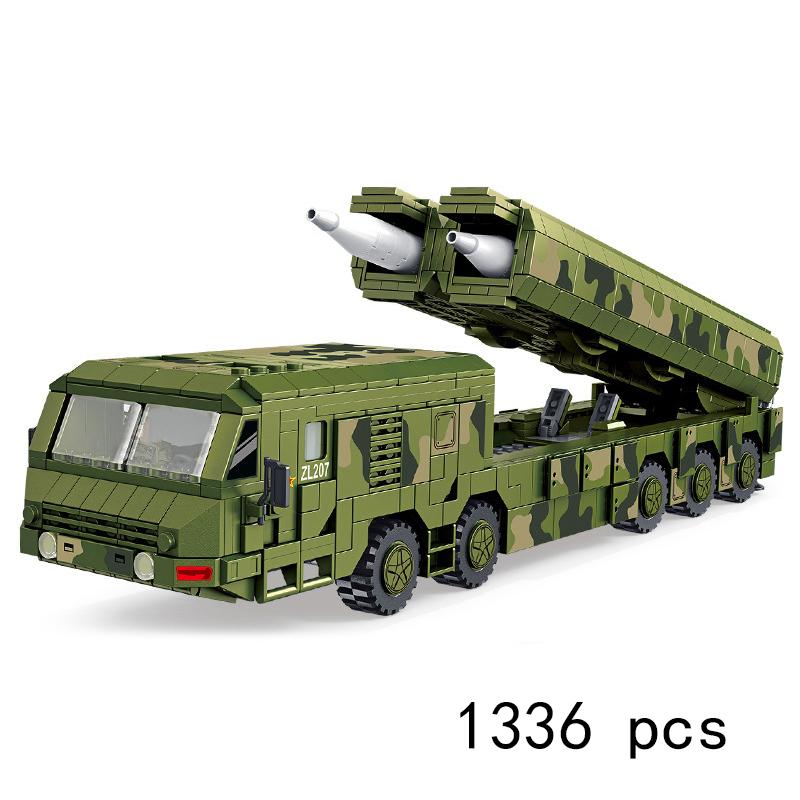China Modern Army Military Vehicle Trucks SCUD Launcher Sets Building Blocks Bricks Toys Tanks Antitank Missile Car DF-17 DF-41