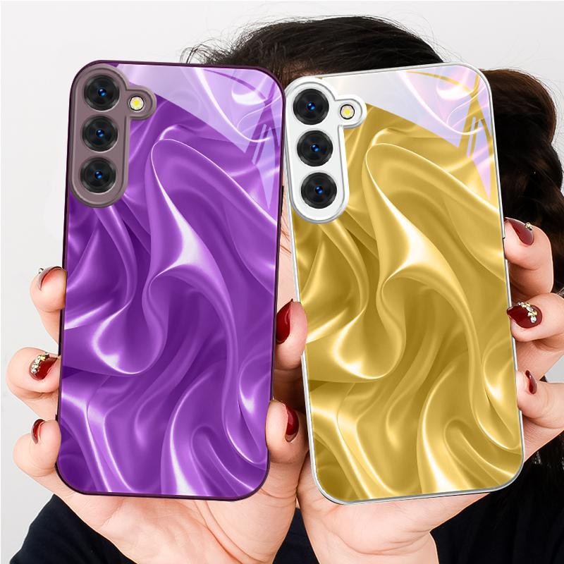 The golden silk of waves For Samsung S26 S22 S8 S9 S10 S20 Ultra S21 Pro S22 Plus S23 FE S24Ultra S25 Edge S24+ Glass Phone Case